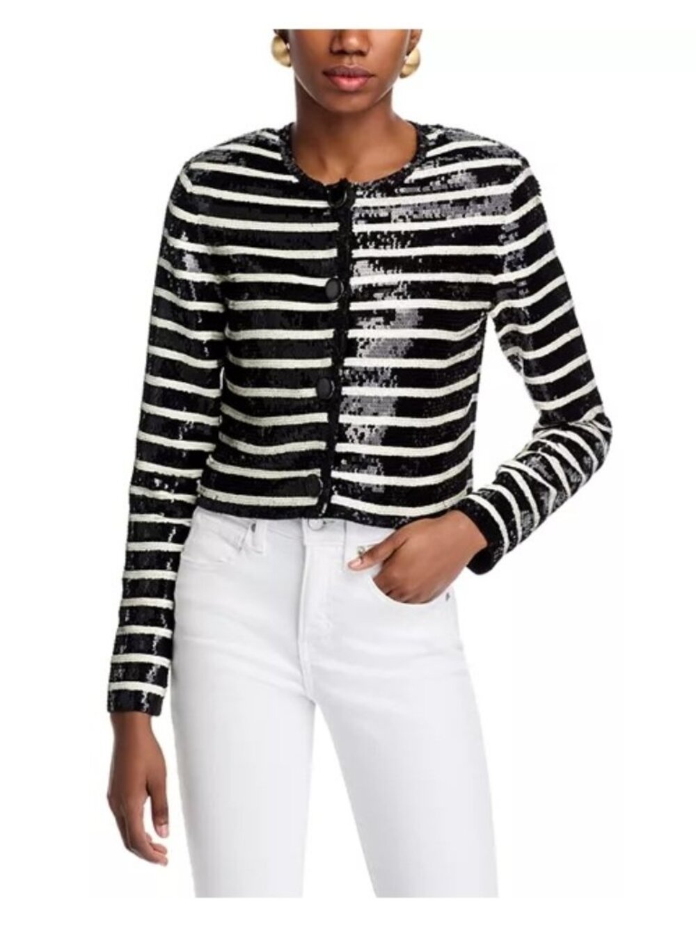 NWT Veronica Beard Mickey black white stripe Sequin Jacket size 4